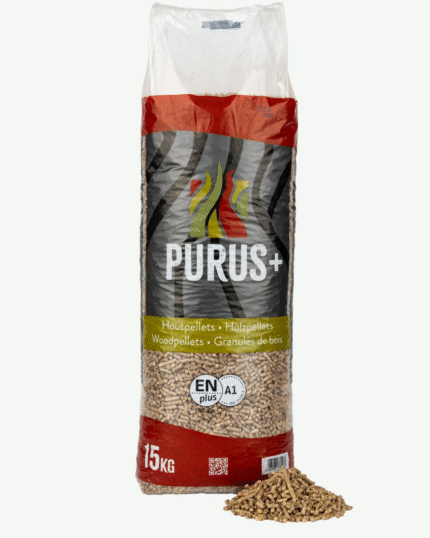 PurusPlus Pellets 15 kg – Granulés 100 % Résineux ENplus A1 – Palette 60 Sacs (900 kg)
